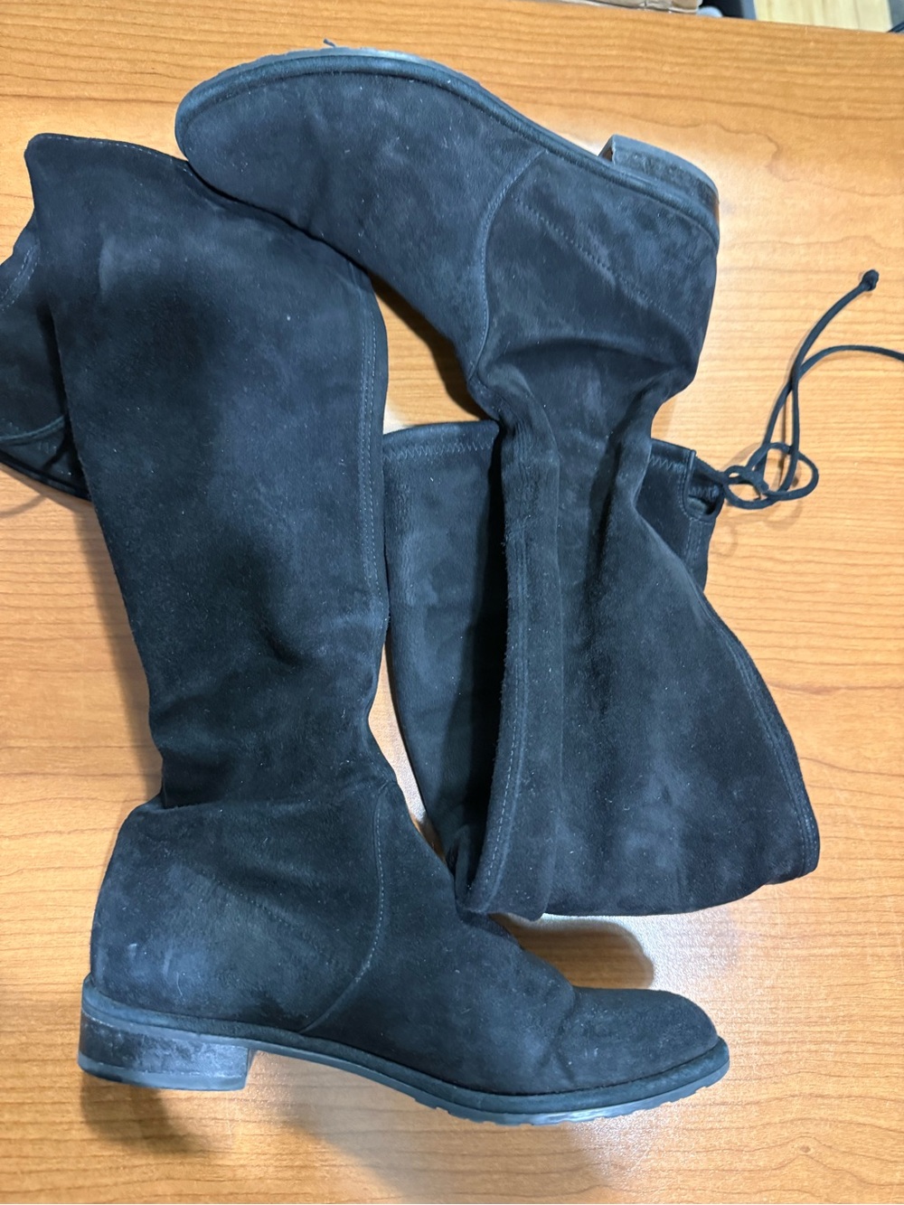 Stuart Weitzman Black Suede Over-The-Knee Boots